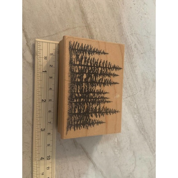 Stampscapes Rubber Stamp 150E Pine Trees Wood Mounted Stampscapes 1996 - Picture 2 of 4
